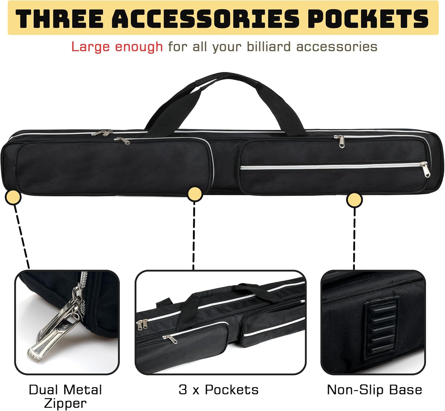 2x2 プールキューケース、高耐久オックスフォード耐摩耗ソフト